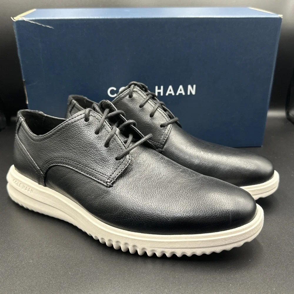 Cole Haan Grand+ Plus Plain Toe Oxford Black Leather Shoes C36934 Men's Sz 8.5 M